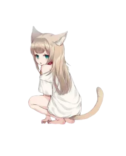😑 Аниме, Девушка-кошка, Кавай, Нэко, Милый telegram sticker