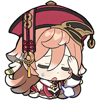 🤨 Yanfei Genshin Impact yanfei, genshin impact, anime, exhausted, chibi whatsapp sticker