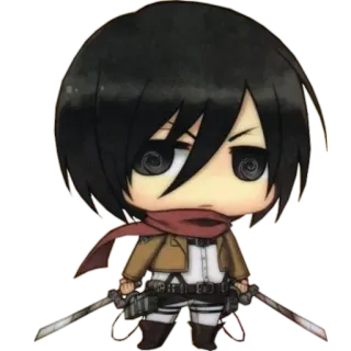 🗡 Mikasa Ackerman Attack on Titan Mikasa Ackerman, Attack on Titan, Anime, Manga, Chibi, Sticker, Zwaarden telegram sticker