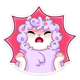 😔 gatto, carino, arrabbiato, soffice, cartone animato, adesivo whatsapp sticker