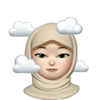 💿 Hidżab, Kobieta, Chusta, Emoji, Chmury, Islam, Muzułmanin, Portret telegram sticker