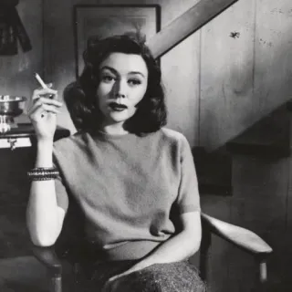 ➿ mulher, cigarro, fumando, vintage, preto e branco, retrato, atriz telegram sticker
