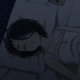 😴 schlafend, Anime, Mädchen, Bett, Kissen, Nacht telegram sticker