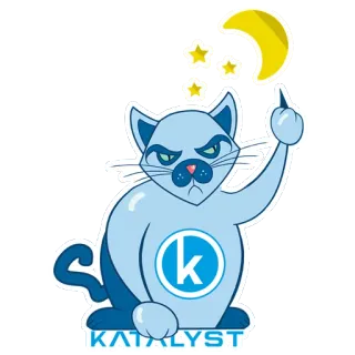 🌙 KATALYST cat, cartoon, moon, stars, offensive gesture, katalyst telegram sticker