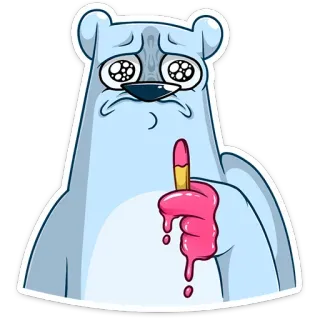 ☹️ niedźwiedź, smutny, lody, kreskówka, naklejka, topniejący, kawaii telegram sticker