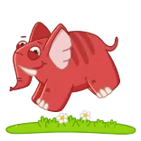 🐘 desenho animado, elefante, animal, fofo, grama, flores telegram sticker