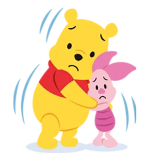😕 Winnie the Pooh Winnie the Pooh, Piglet, sad, hug, friendship, cartoon, emotional telegram sticker