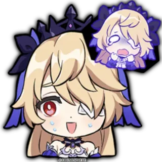 😨 Fischl Genshin Impact Anime, Genshin Impact, Fischl, Gra, Naklejka, Chibi telegram sticker
