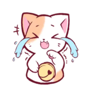 😭 Katze, weinen, Emoji, glücklich, Glocke, kawaii, süß whatsapp sticker