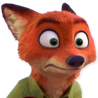 😕 Nick Wilde Zootopia Nick Wilde, Zootopia, raposa, animado, Disney, personagem telegram sticker