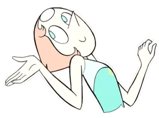🙃 Pearl Steven Universe การ์ตูน, ตัวละคร, ไข่มุก, สตีเวนยูนิเวิร์ส, อัญมณี, ยักไหล่, สับสน telegram sticker