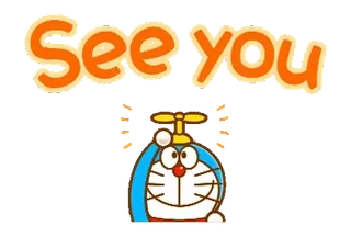 ✏️ Doraemon See you doraemon, animé, dessin animé, à bientôt, au revoir, chat robot whatsapp sticker