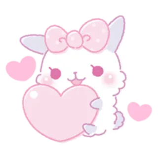 ❤️ Лама, Альпака, Кавай, Милый, Сердце, Розовый, Любовь telegram sticker