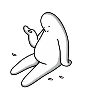 🌫 мультфильм, персонаж, сидящий, жест, белый, рисунок whatsapp sticker