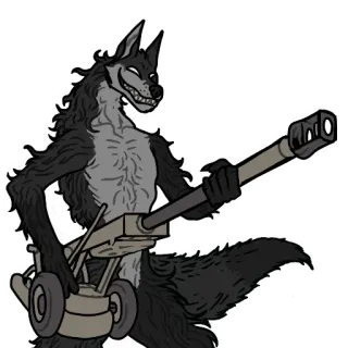 🔫 wolf, cannon, weapon, animal, furry, art telegram sticker