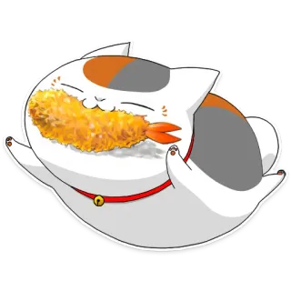 🍤 gato, comida, animal, fofo, camarão, tempurá whatsapp sticker
