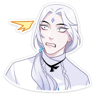 😬 ตัวละคร, สีหน้า, ผมขาว, สติกเกอร์ telegram sticker