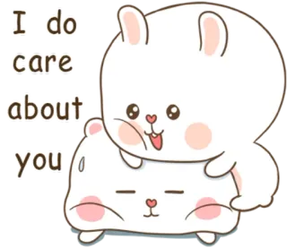 🐽 I do care about you słodkie, królik, miłość, troska, kreskówka, przyjaźń telegram sticker