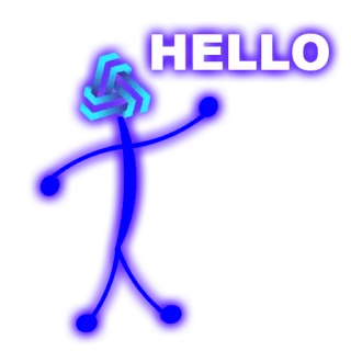 👋 HELLO olá, saudação, abstrato, adesivo, geométrico, azul telegram sticker