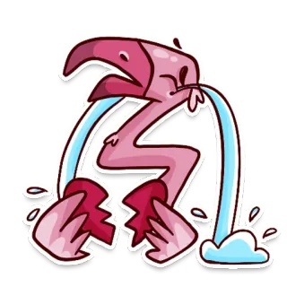 😭 Desenho animado, Rosa, Pássaro, Triste, Chorando, Coração partido, Lágrimas telegram sticker