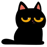 😐 kucing, pemarah, hewan, kucing hitam, murung whatsapp sticker