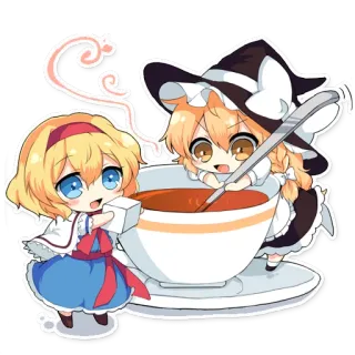 ☕ Anime, Chibi, Kawaii, Süß, Illustration, Teeparty, Cartoon telegram sticker