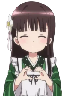 💞 Anime, Dziewczyna, Postać, Słodkie, Kwiat, Uśmiech, Serce telegram sticker