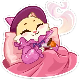 ☕️ kat, slaap, schattig, cartoon, gezellig, ontspannend telegram sticker