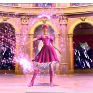 🌺 Barbie Barbie, Ballerina, Rosa, Vestito, Ballo, Magia, Brillantini, Cartone animato whatsapp sticker