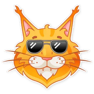 😎 gato, lince, óculos, óculos de sol, animal, desenho animado, adesivo telegram sticker