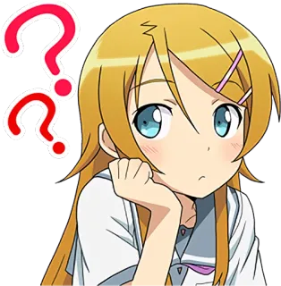 ❓ Anime, Dziewczyna, Znak zapytania, Myślenie, Kreskówka, Zdezorientowany, Wątpliwość telegram sticker