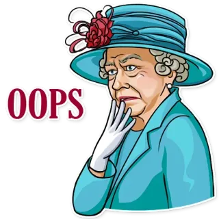 😳 Queen Elizabeth II OOPS королева, елизавета, ой, роялти, монарх, британия, англия telegram sticker