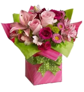 😓 Blumen, Strauß, Geschenk, Rosen, Lilie, Blumenarrangement, Rosa, Grün telegram sticker