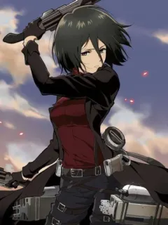 🔪 Mikasa Ackerman Attack on Titan Anime, Attack on Titan, Mikasa, Waffe, Soldat, Mädchen telegram sticker