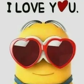 ❤️ Minion I LOVE YOU. liebe, minion, cartoon, herz, brille telegram sticker