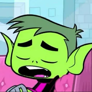 ✨ Beast Boy Teen Titans Go! Beestjongen, Teen Titans Go, cartoon, verdrietig, moe, groen telegram sticker
