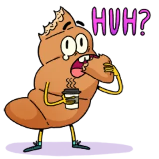 😦 HUH? Cartoon, Kacka, Kaffee, Hä?, Schockiert telegram sticker