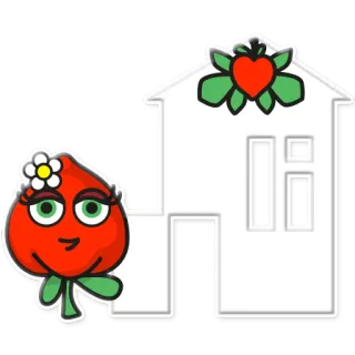 🏡 Cartoon, Tomate, Haus, Blume, Süß telegram sticker