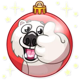 👍 Eisbär, Daumen hoch, Weihnachtskugel, Cartoon, Aufkleber, Feiertag, Feier telegram sticker