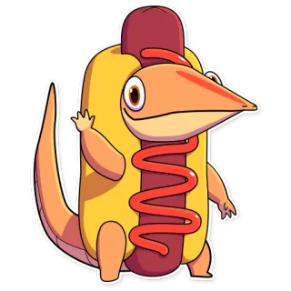 🌭 cartoon, dier, hotdog, hagedis, eten, grappig, schattig telegram sticker