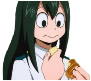 🥨 Tsuyu Asui My Hero Academia 动漫, 漫画, 吃, 蛙吹, 明日 telegram sticker