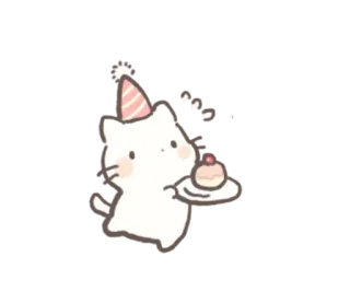 🥳 kat, taart, verjaardag, schattig, feest telegram sticker