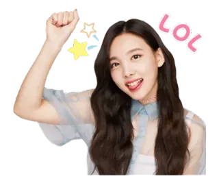 🤪 LOL mulher, menina, alegre, feliz, estrelas, lol whatsapp sticker