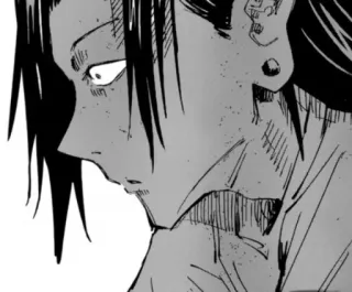 😳 Suguru Geto Jujutsu Kaisen Anime, Manga, Smutne, Postać, Monochromatyczny telegram sticker