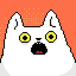 😦 แมว, พิกเซลอาร์ต, ตกใจ, ประหลาดใจ, สัตว์, สติกเกอร์ telegram sticker
