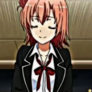 🖇 Anime, Meisje, Schooluniform, Leuk, Personage, Roze haar, Lachend telegram sticker