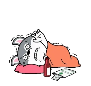 🤒 cartoon, dog, drunk, sick, hangover, unwell, drinking whatsapp sticker