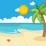 🌊 beach, summer, ocean, palm tree, tropical, vacation, starfish, sand, sea telegram sticker