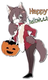 🎃 Happy Halloween Halloween, dynia, kostium, wilkołak, słodkie, anime, jesień telegram sticker