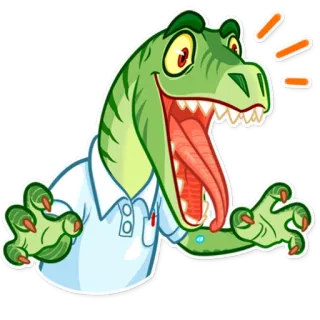 😜 dinosaur, cartoon, sticker, funny, character, t-rex telegram sticker